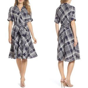 Eliza J Plaid Surplice Wrap Dress
